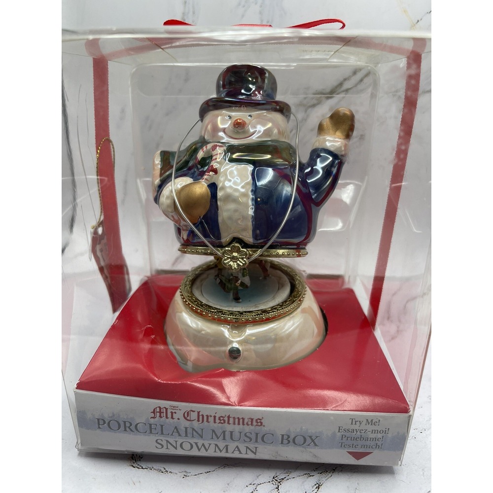 MR. Christmas Snowman‎ Musical Trinket/Music Box  Rotating Skaters NEW